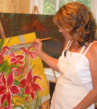Bonita at the easel